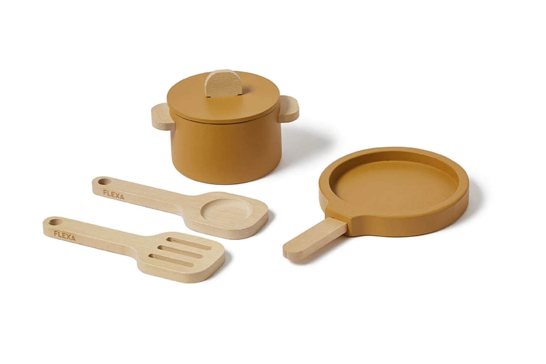 FLEXA Gryde & pande Mustard/birchplywood New