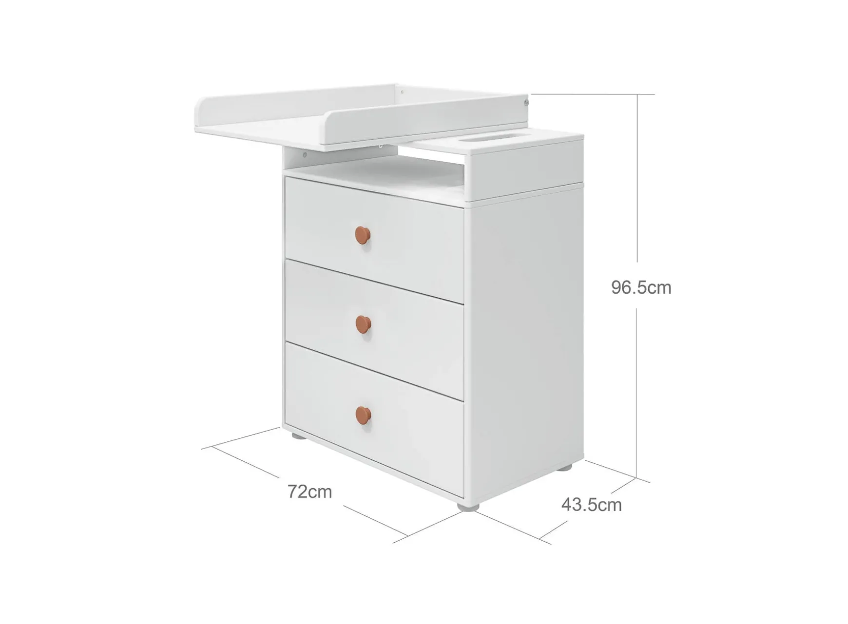 FLEXA Puslebord, 3 skuffer White/blush New